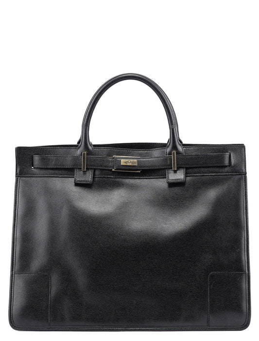 Black Leather Tote Bag