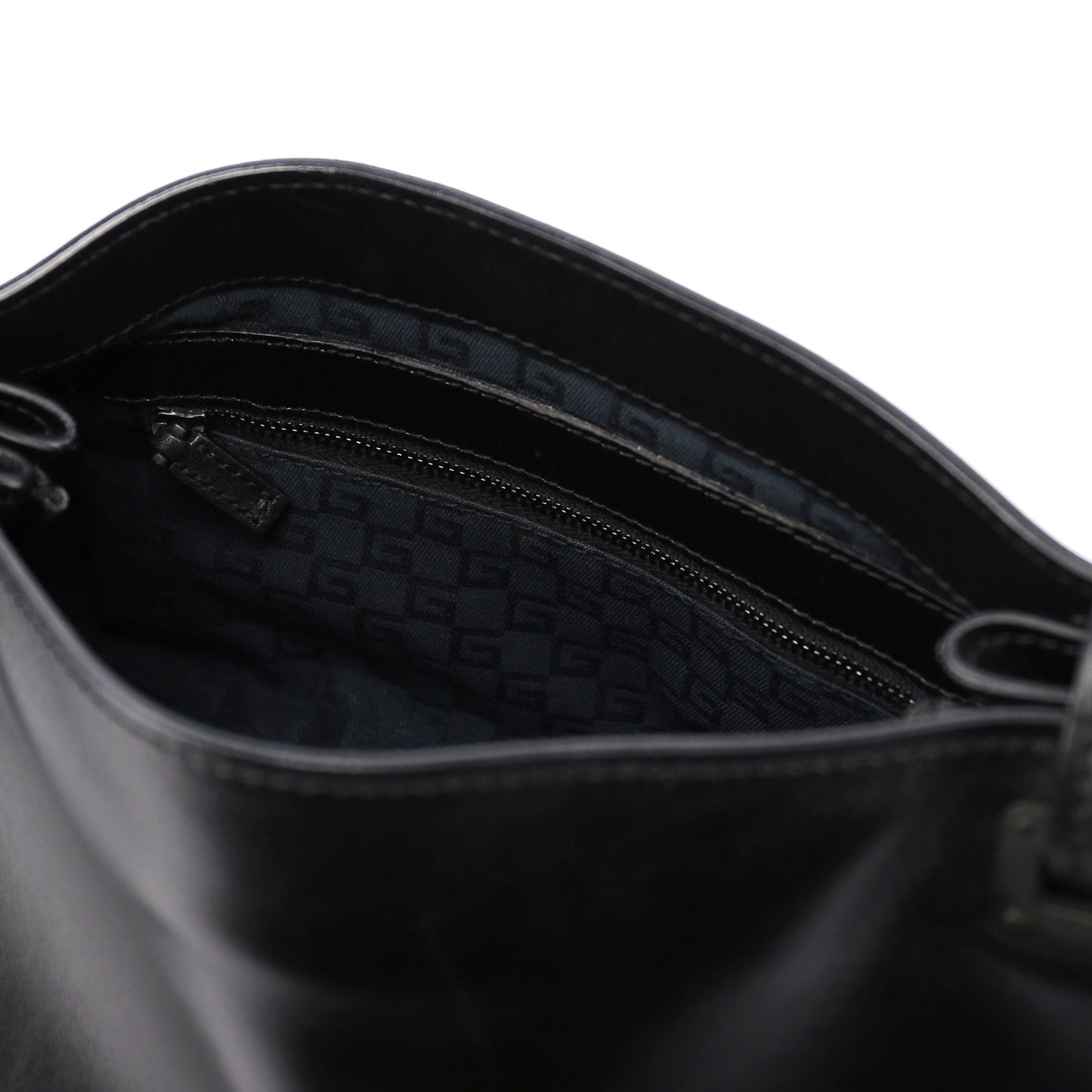 Black Leather Wood Handle Bag