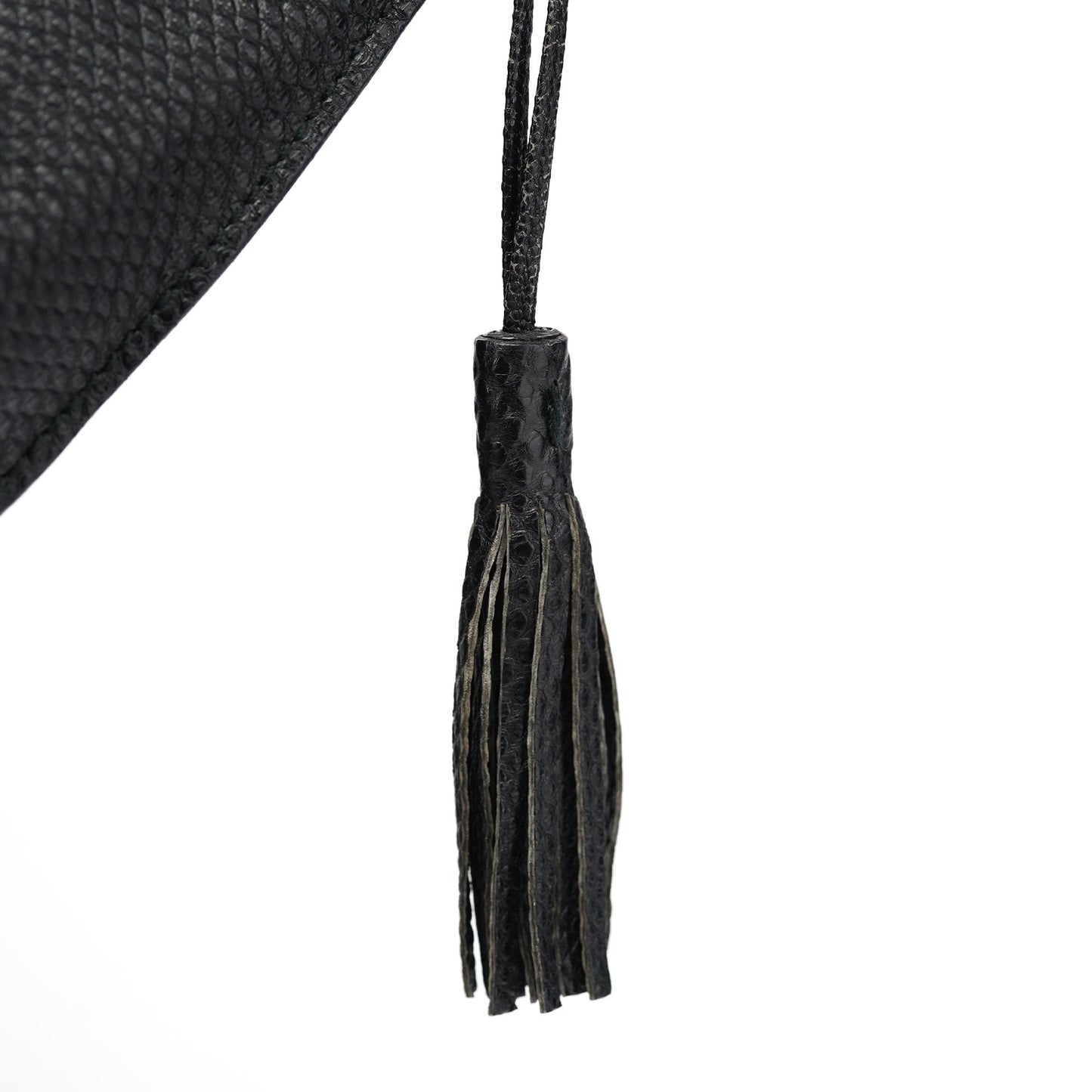 Black Lizard Embossed Tassel Tote Bag