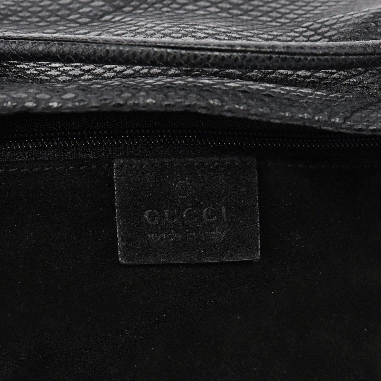 Black Lizard Embossed Tassel Tote Bag