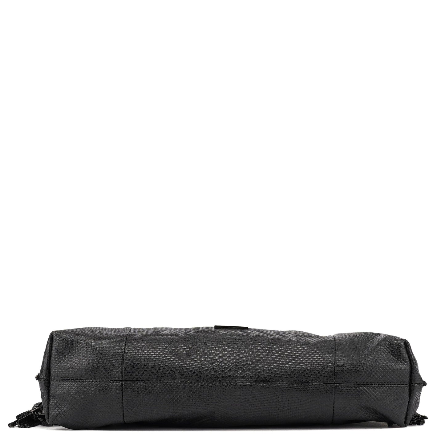 Black Lizard Embossed Tassel Tote Bag