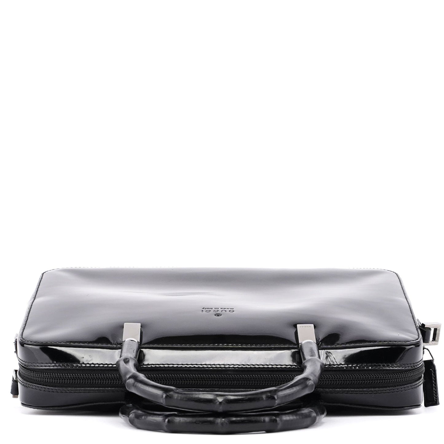 Black Patent Leather Bamboo 2-Way Tote