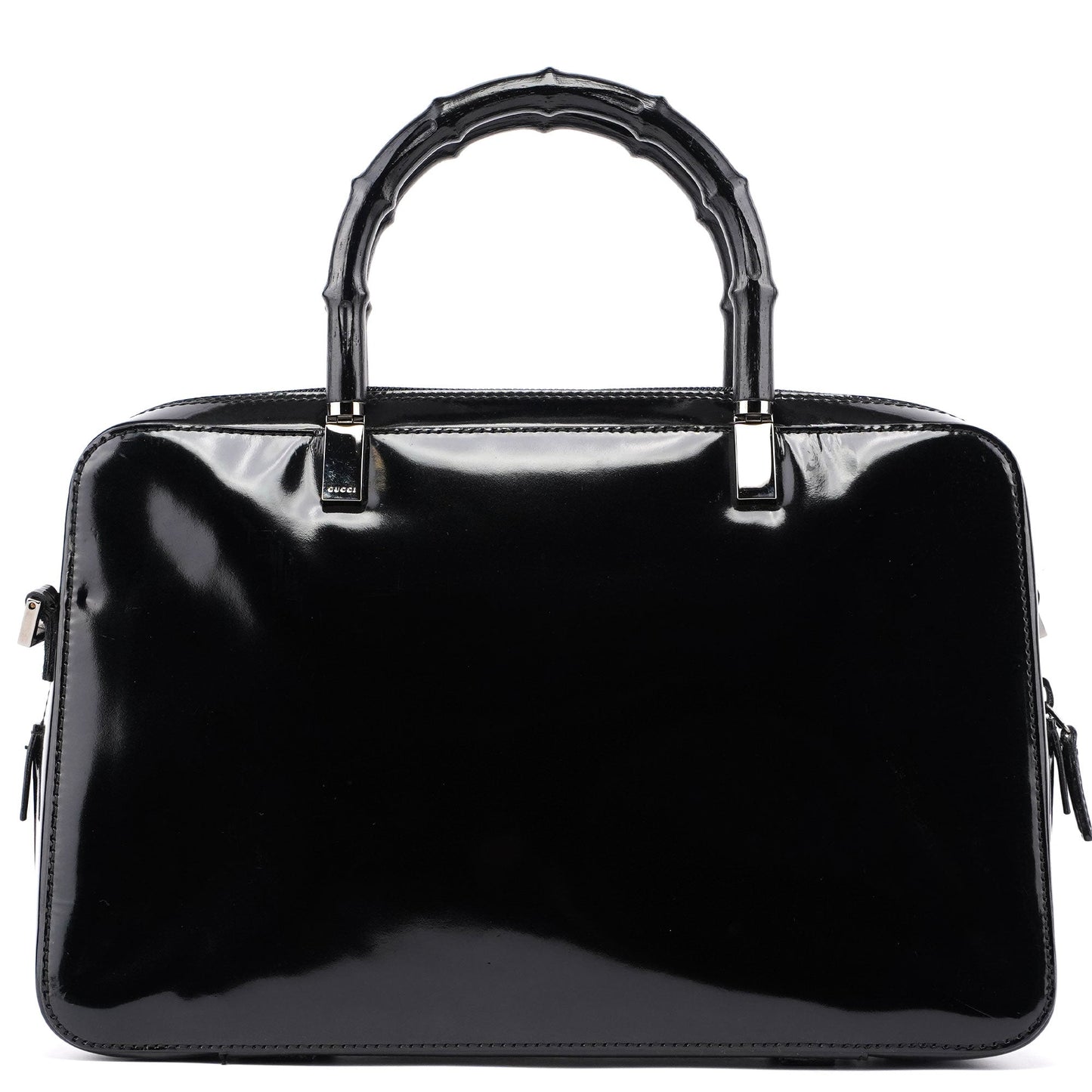 Black Patent Leather Bamboo 2-Way Tote