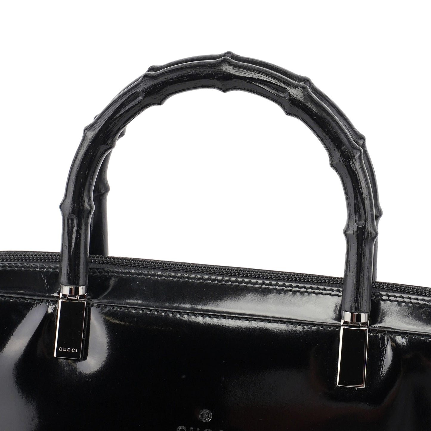 Black Patent Leather Bamboo 2-Way Tote