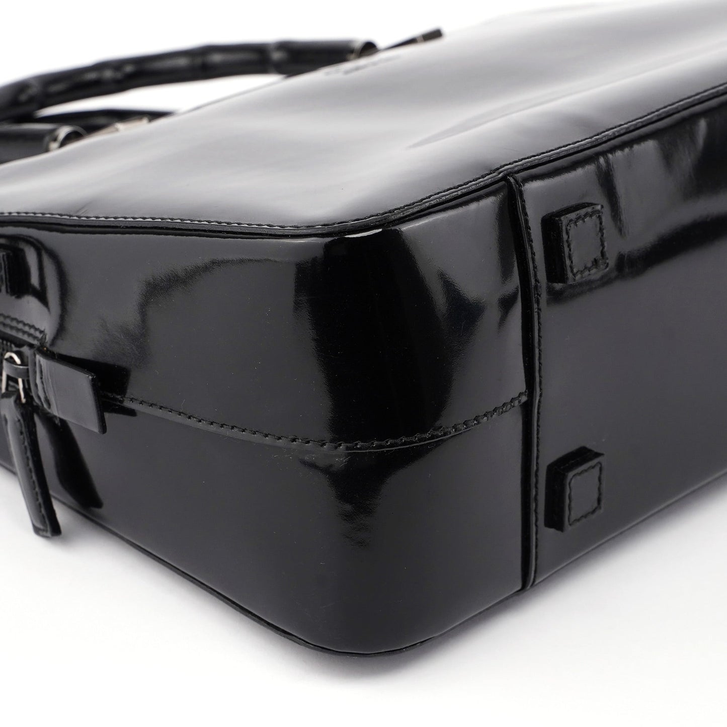 Black Patent Leather Bamboo 2-Way Tote