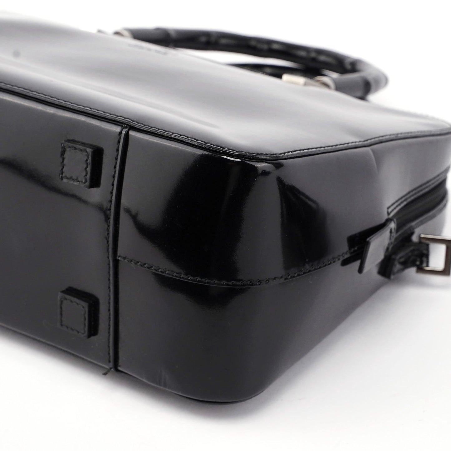 Black Patent Leather Bamboo 2-Way Tote