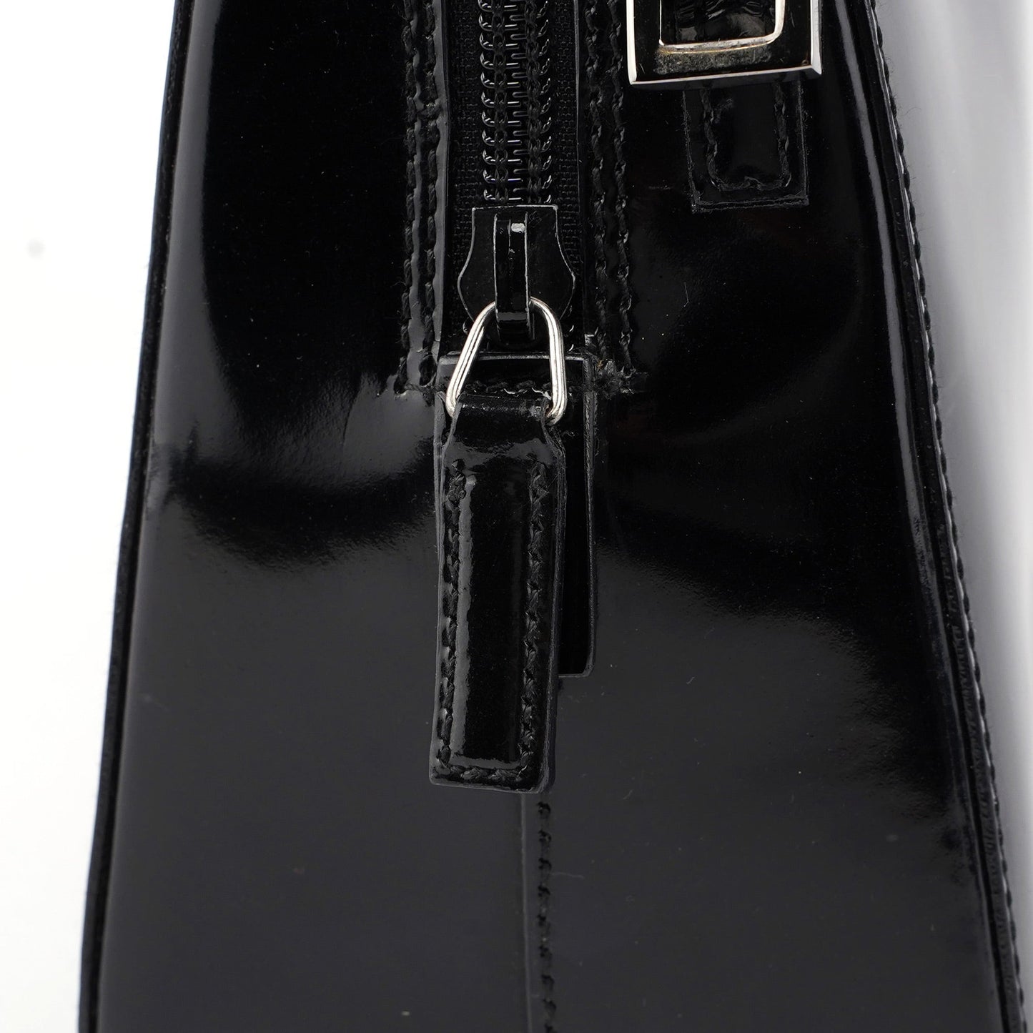 Black Patent Leather Bamboo 2-Way Tote