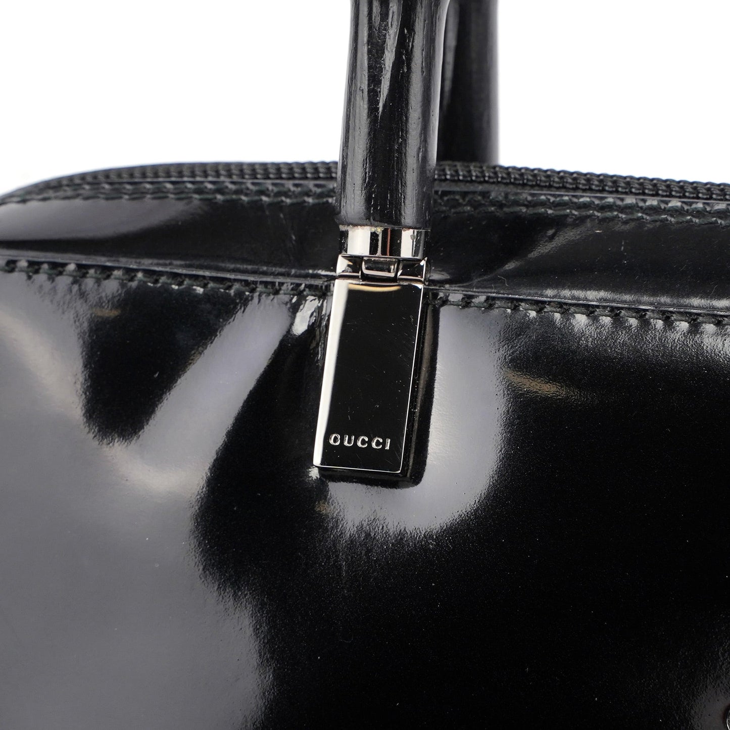 Black Patent Leather Bamboo 2-Way Tote