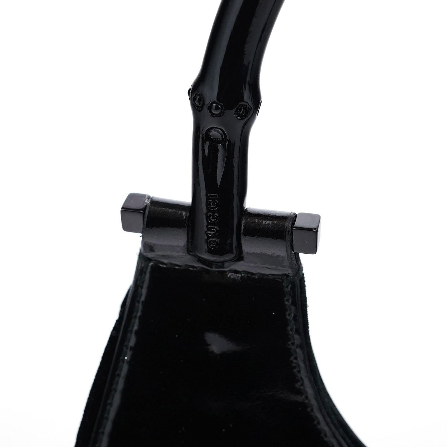 Black Patent Leather Bamboo Shoulder Bag