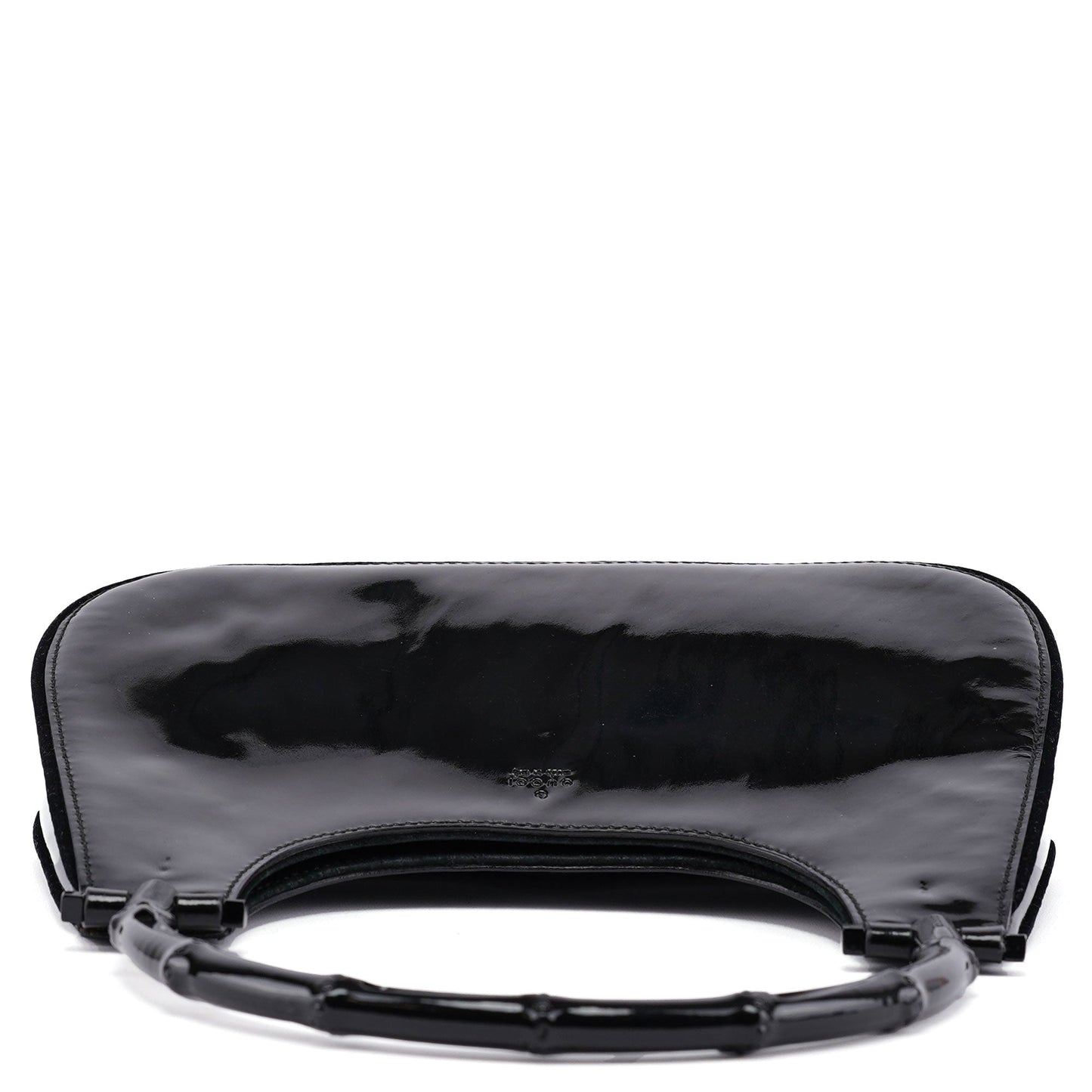 Black Patent Leather Bamboo Shoulder Bag