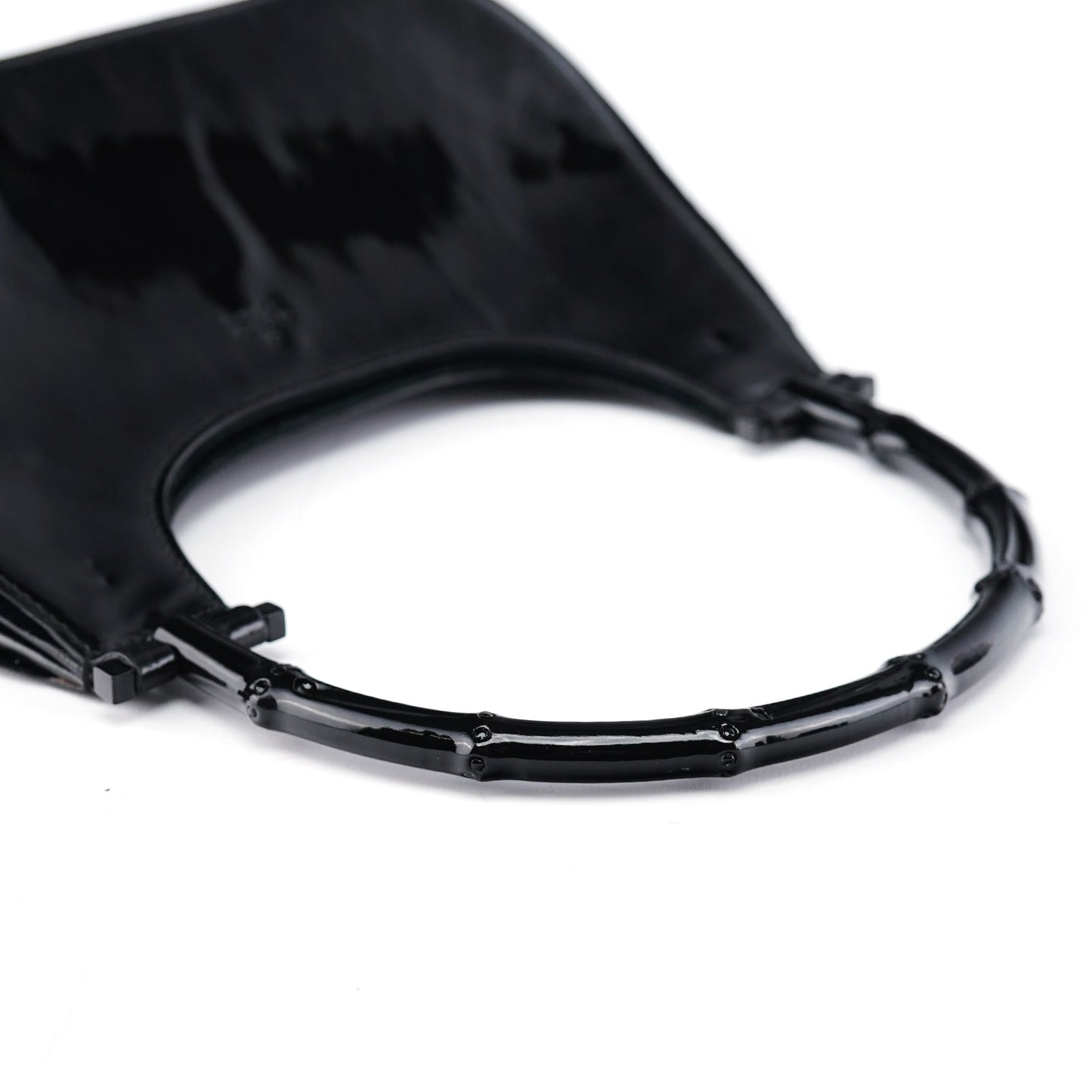 Black Patent Leather Bamboo Shoulder Bag