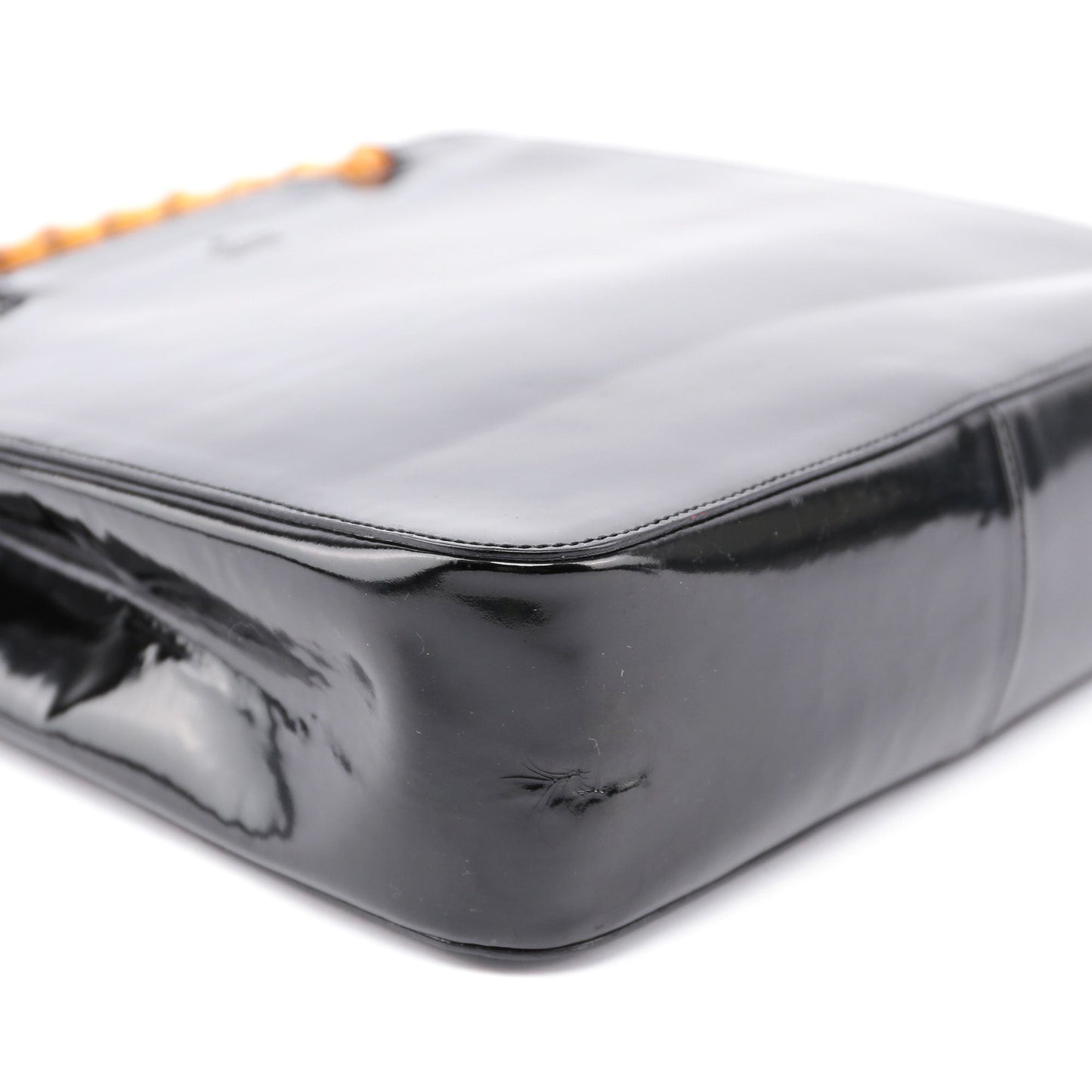 Black Patent Leather Bamboo Tote