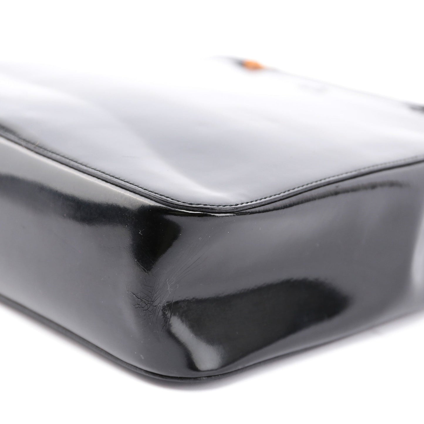 Black Patent Leather Bamboo Tote