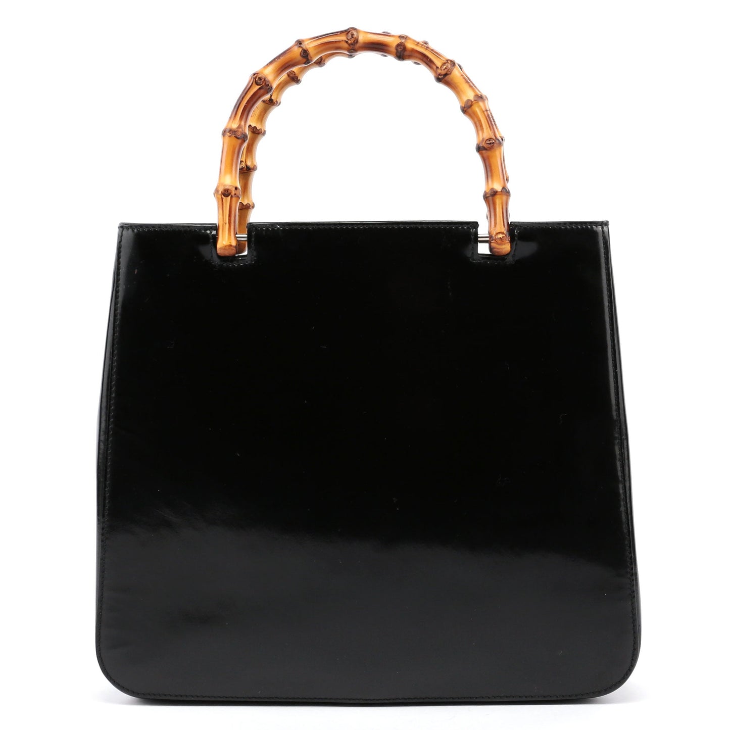 Black Patent Leather Bamboo Tote