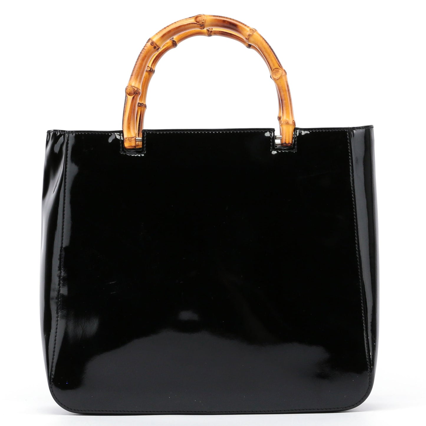 Black Patent Leather Bamboo Tote