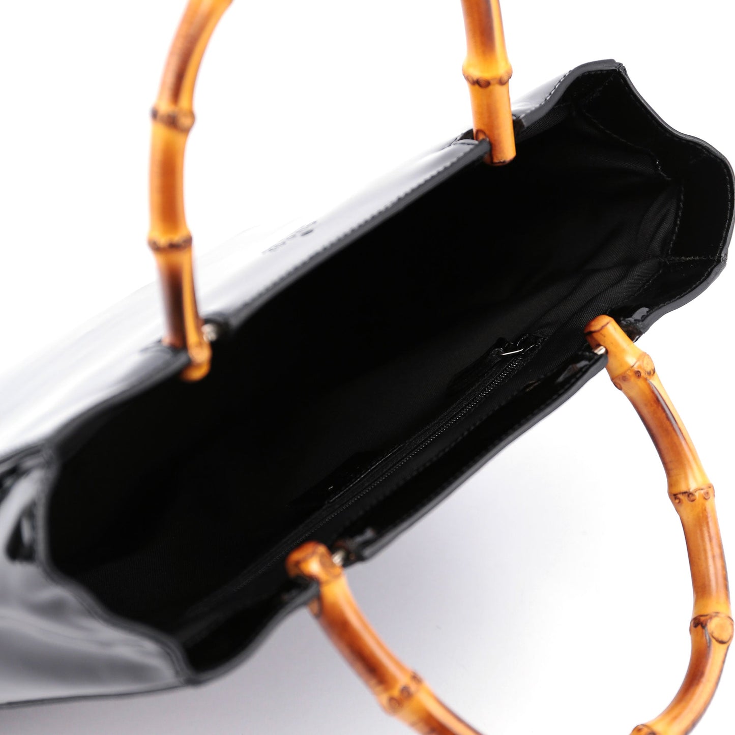Black Patent Leather Bamboo Tote