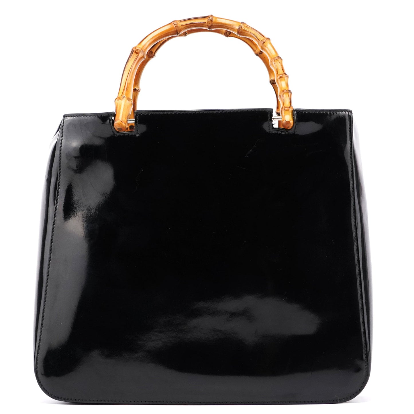 Black Patent Leather Bamboo Tote