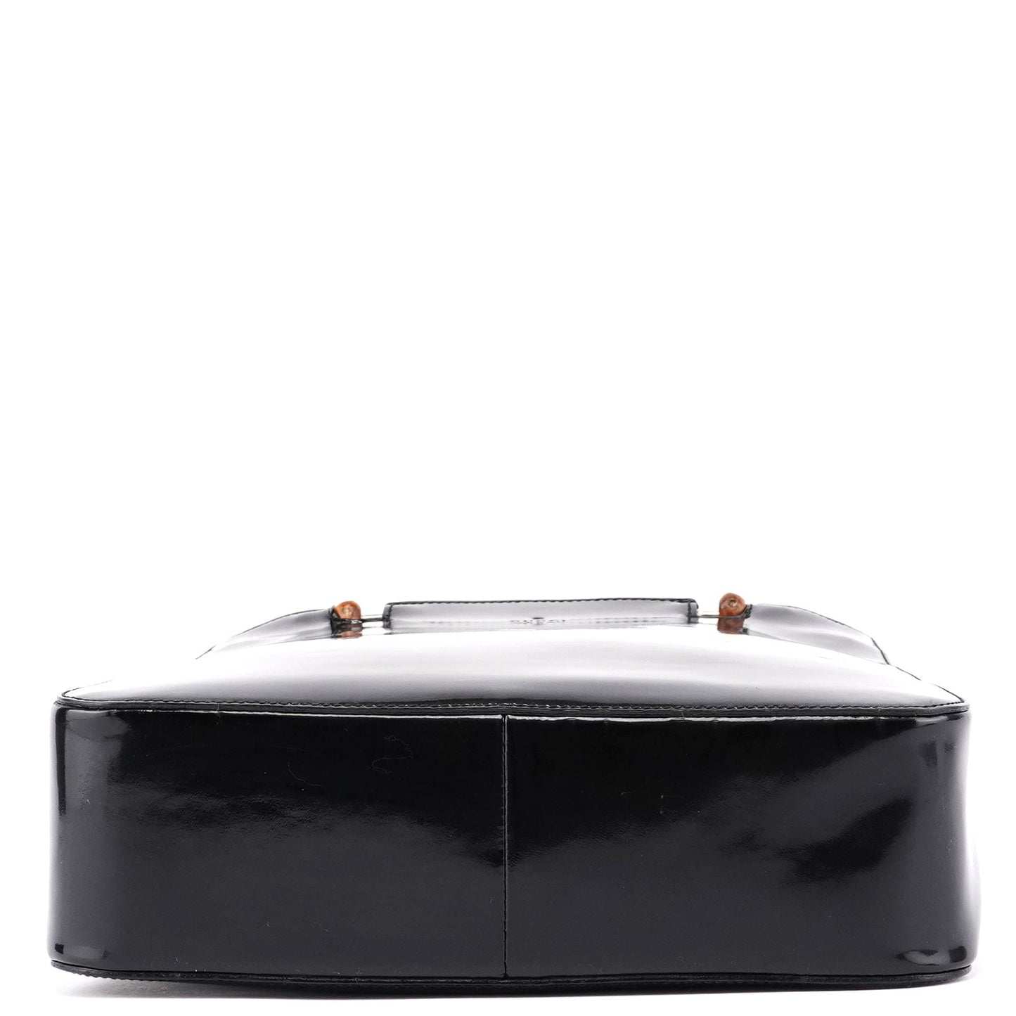 Black Patent Leather Bamboo Tote
