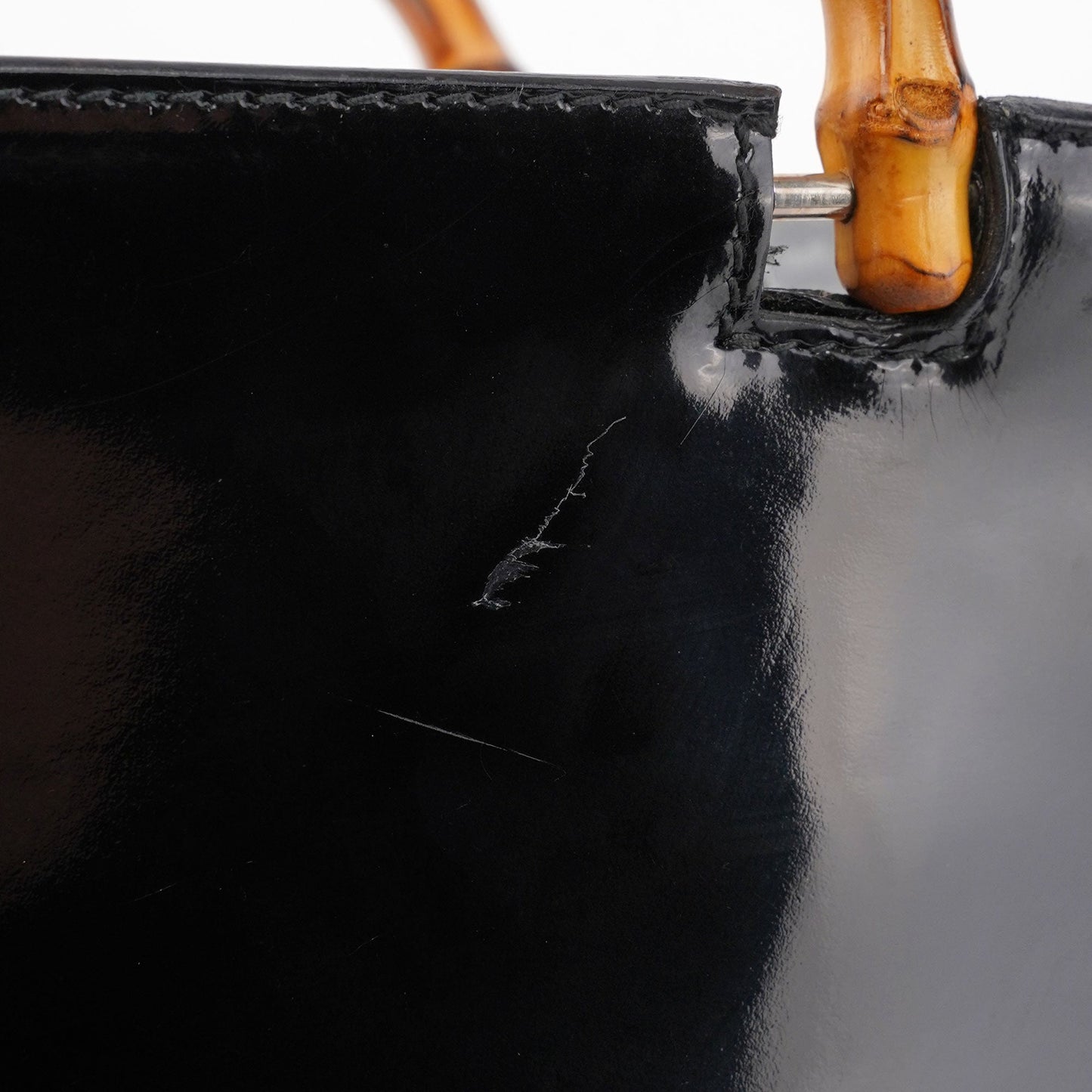 Black Patent Leather Bamboo Tote