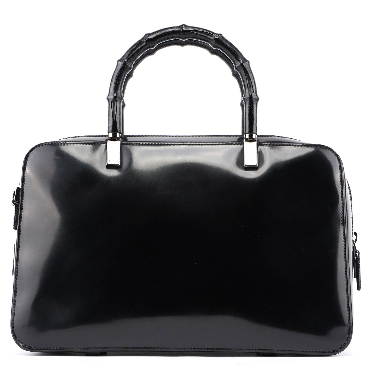 Black Patent Leather Bamboo Tote