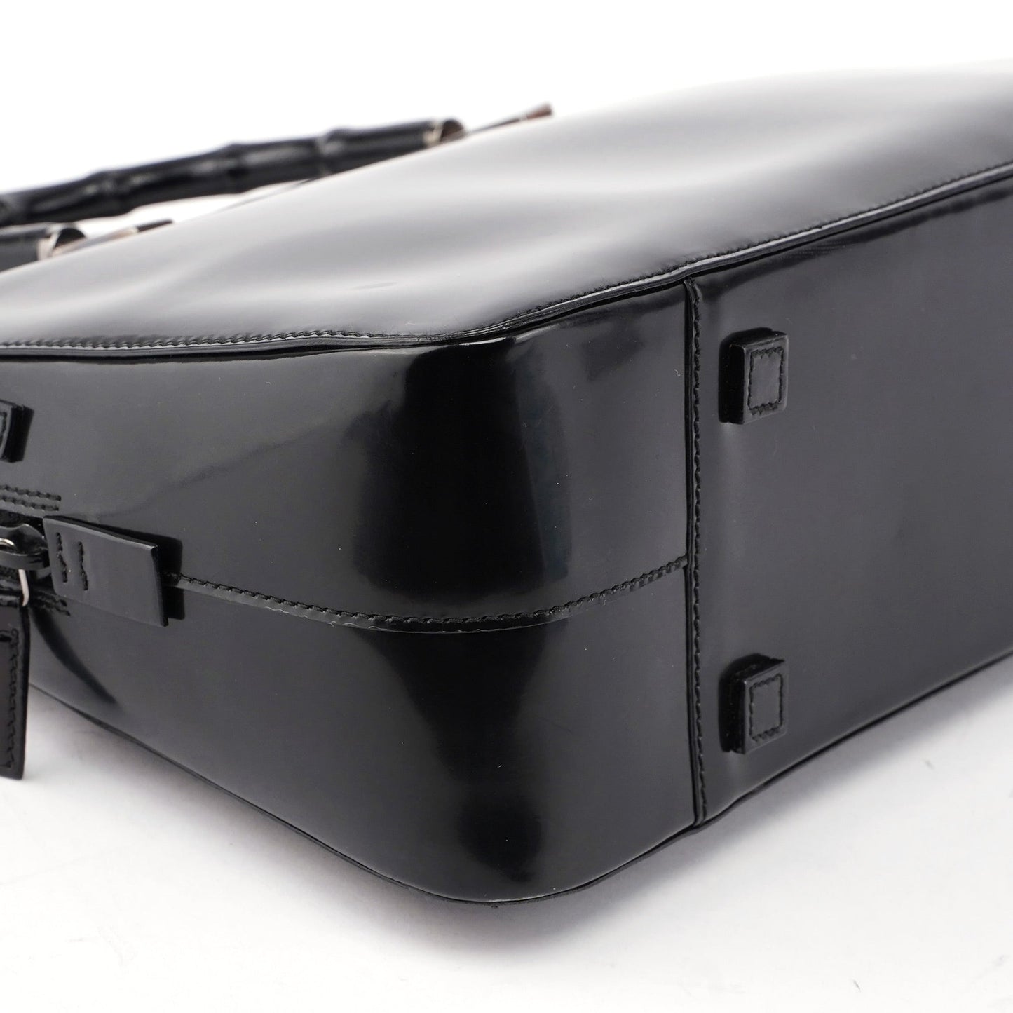 Black Patent Leather Bamboo Tote