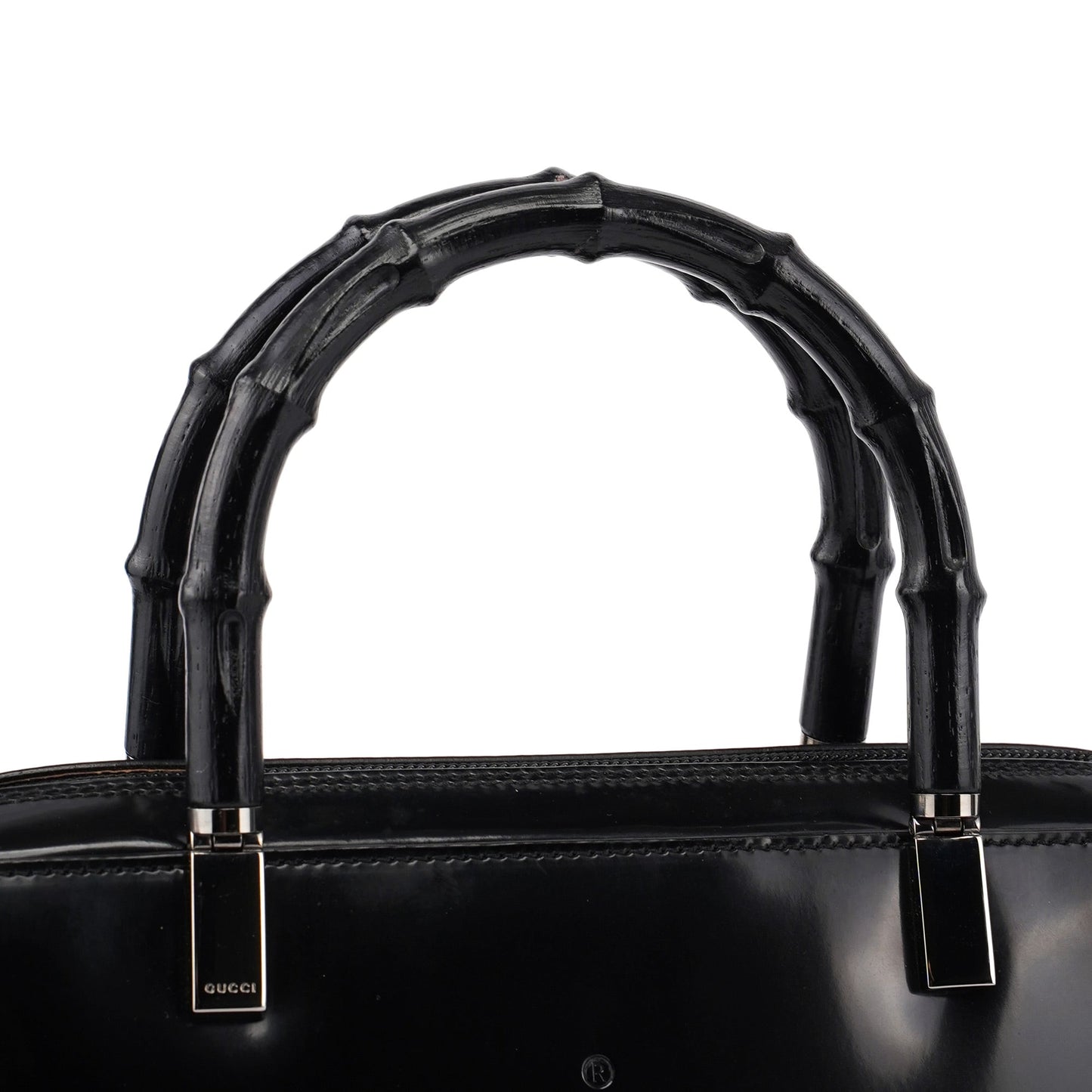 Black Patent Leather Bamboo Tote