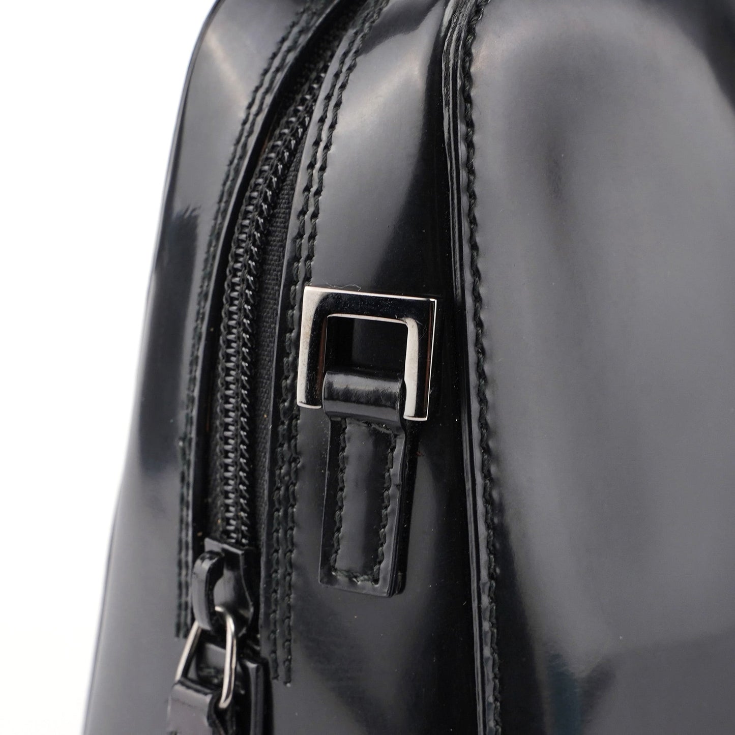 Black Patent Leather Bamboo Tote