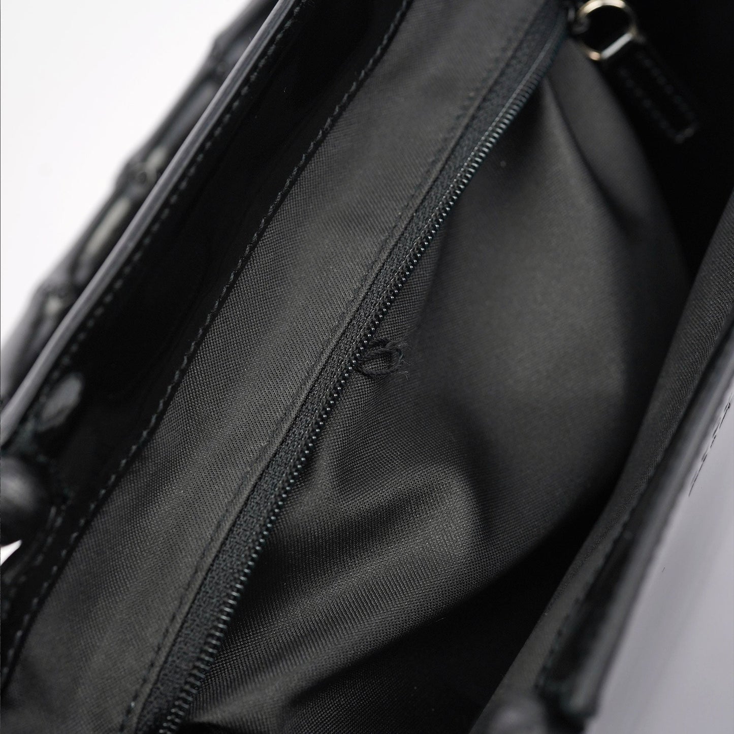 Black Patent Leather Bamboo Tote Bag