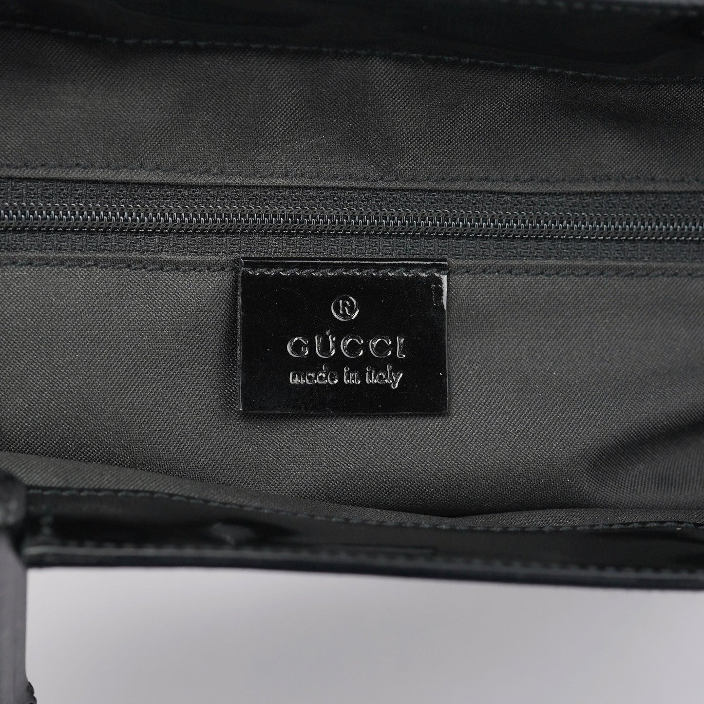 Black Patent Leather Bamboo Tote Bag