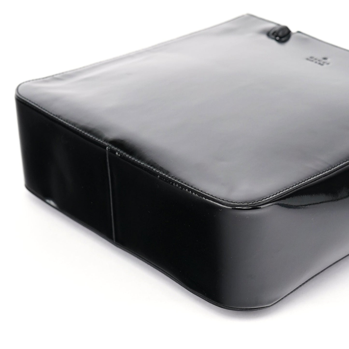 Black Patent Leather Bamboo Tote Bag