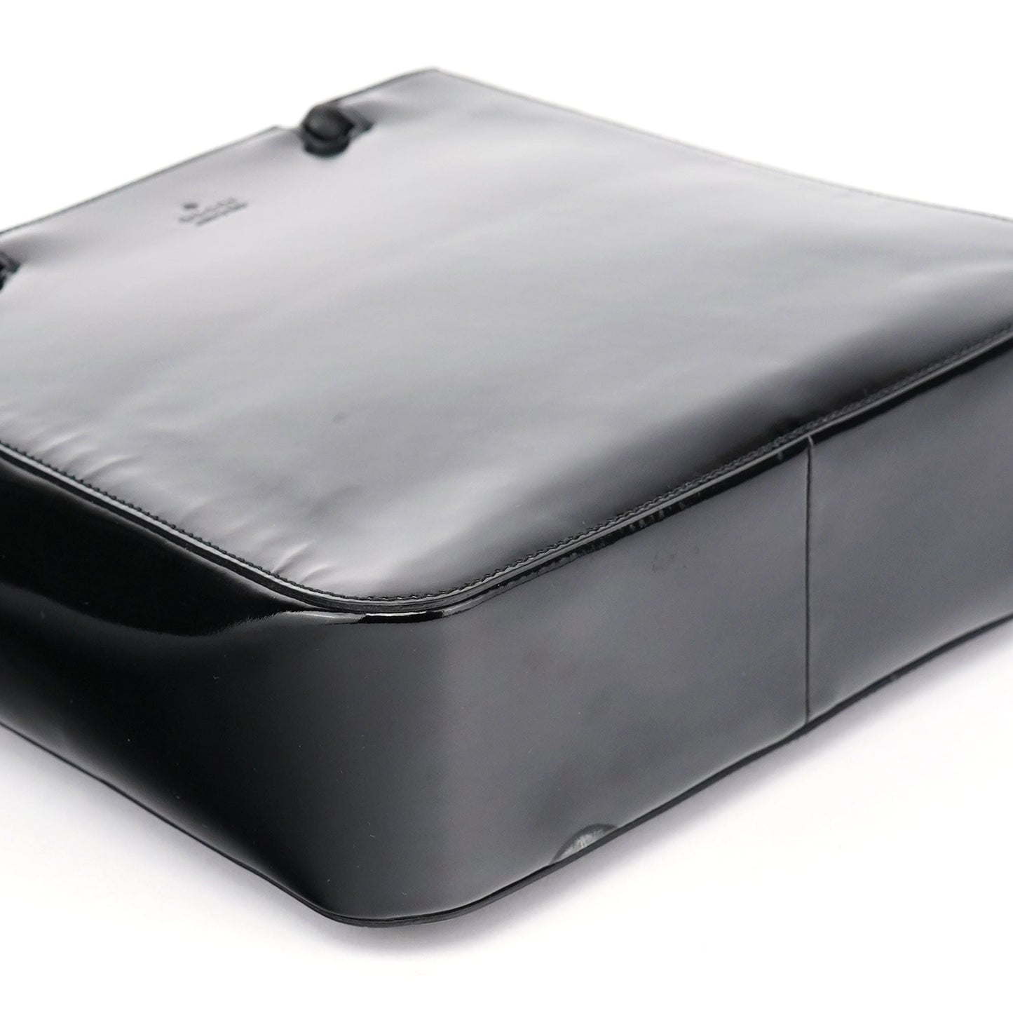 Black Patent Leather Bamboo Tote Bag