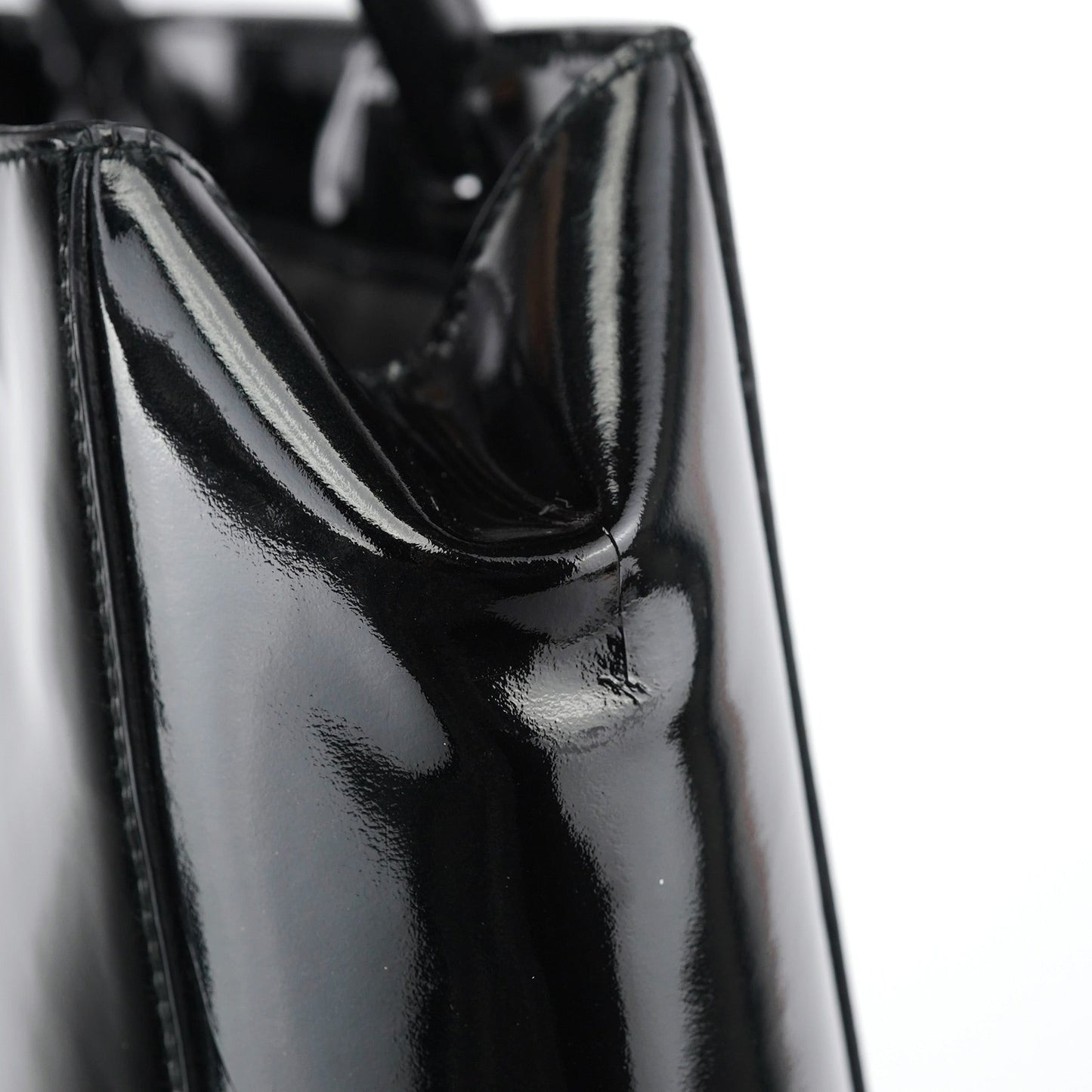 Black Patent Leather Bamboo Tote Bag
