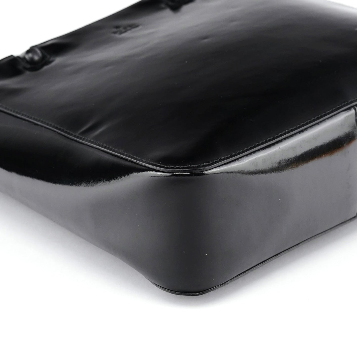 Black Patent Leather Bamboo Tote Bag