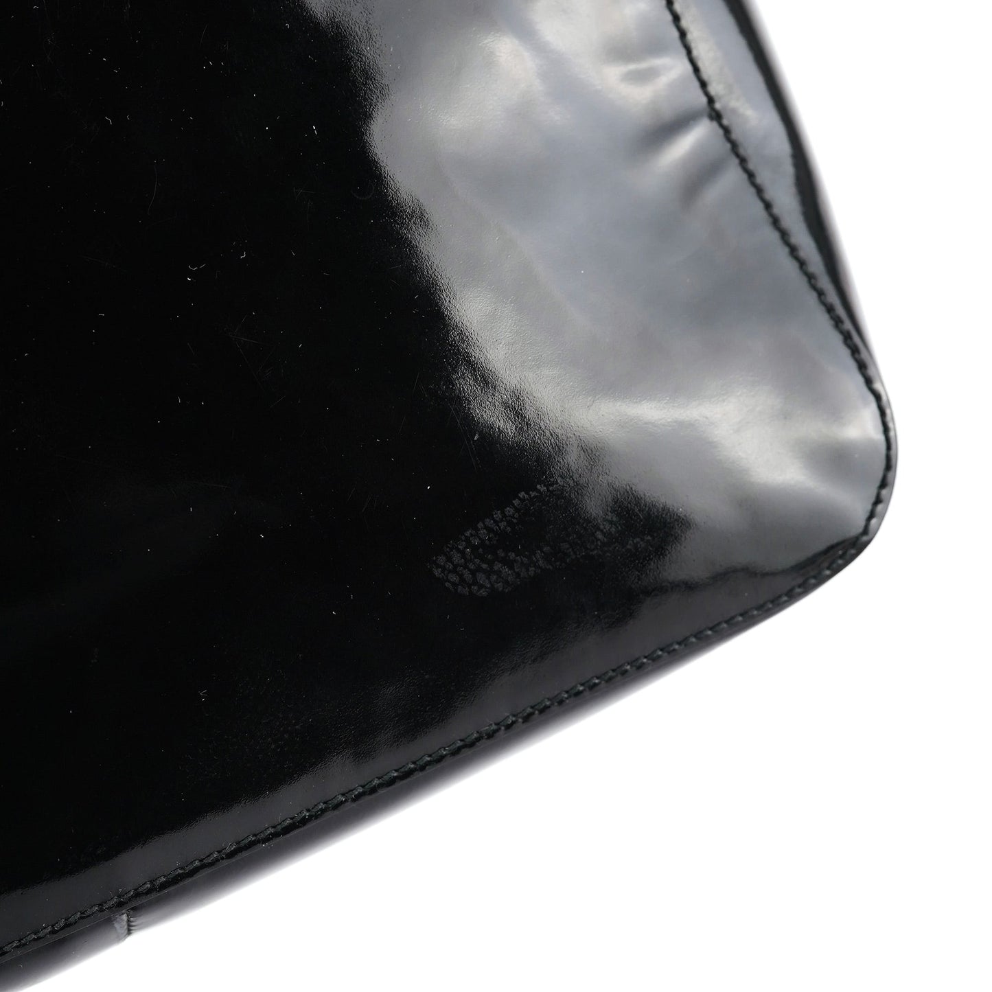 Black Patent Leather Bamboo Tote Bag