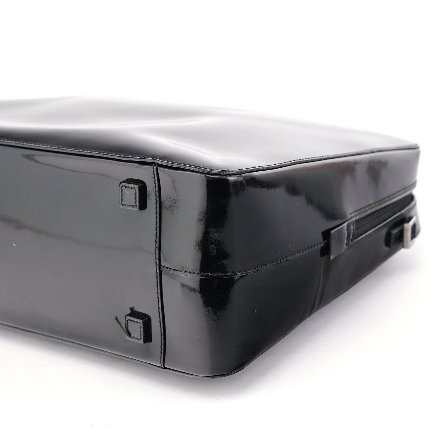 Black Patent Leather Bamboo Tote Bag