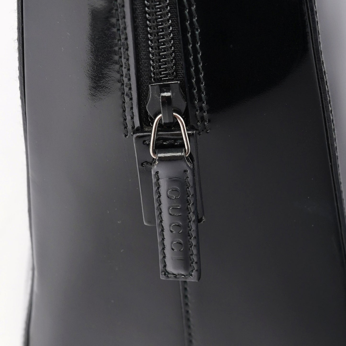 Black Patent Leather Bamboo Tote Bag