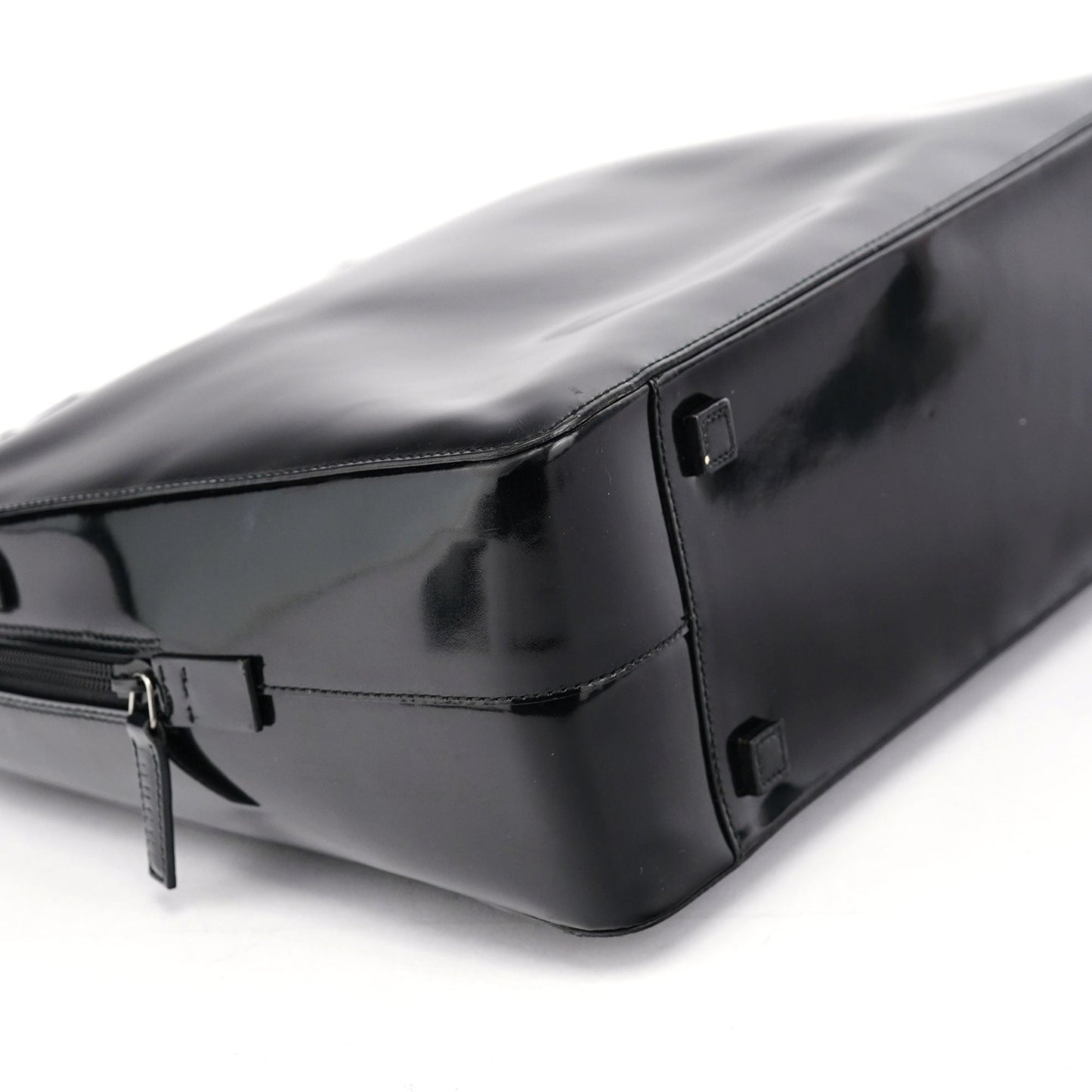 Black Patent Leather Bamboo Tote Bag