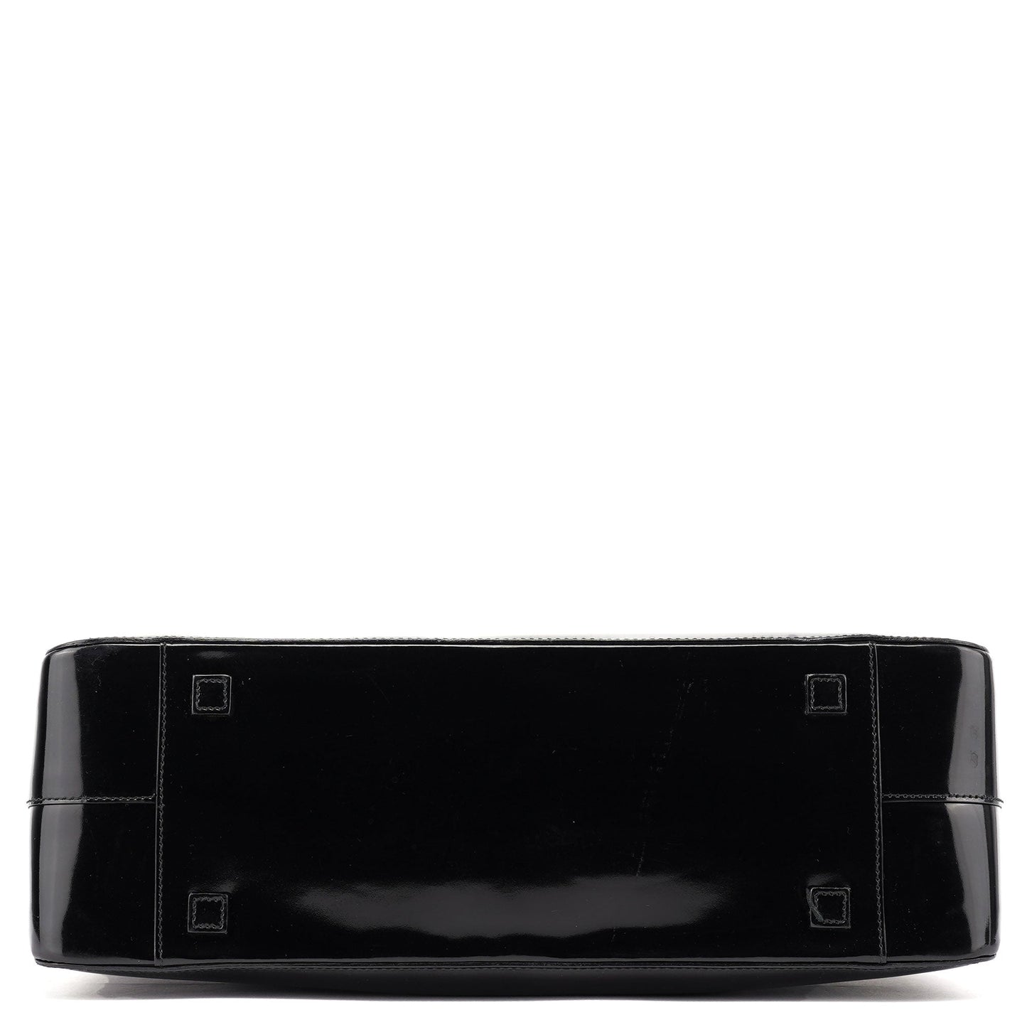 Black Patent Leather Bamboo Tote Bag