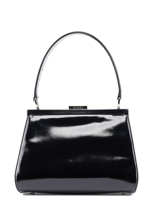 Black Patent Leather Clutch Shoulder Bag