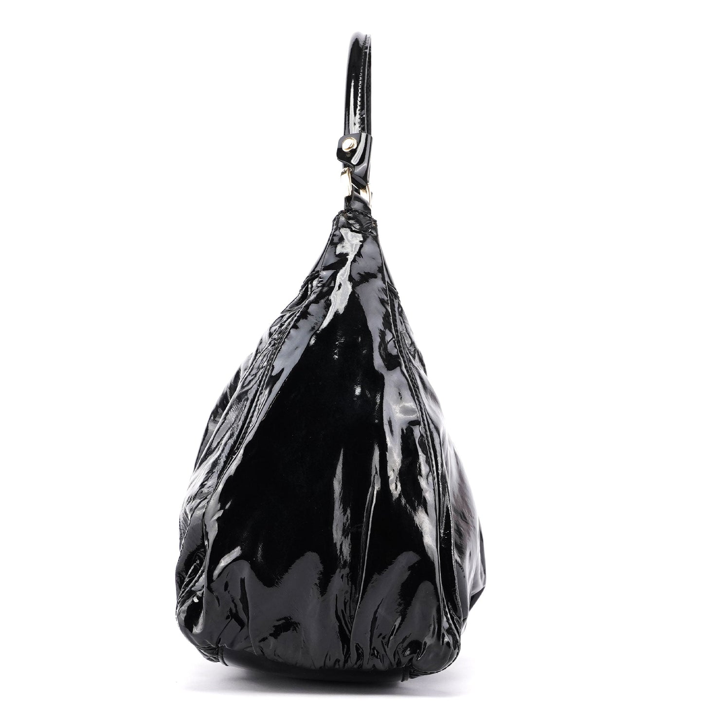 Black Patent Leather D-Ring Shoulder Bag