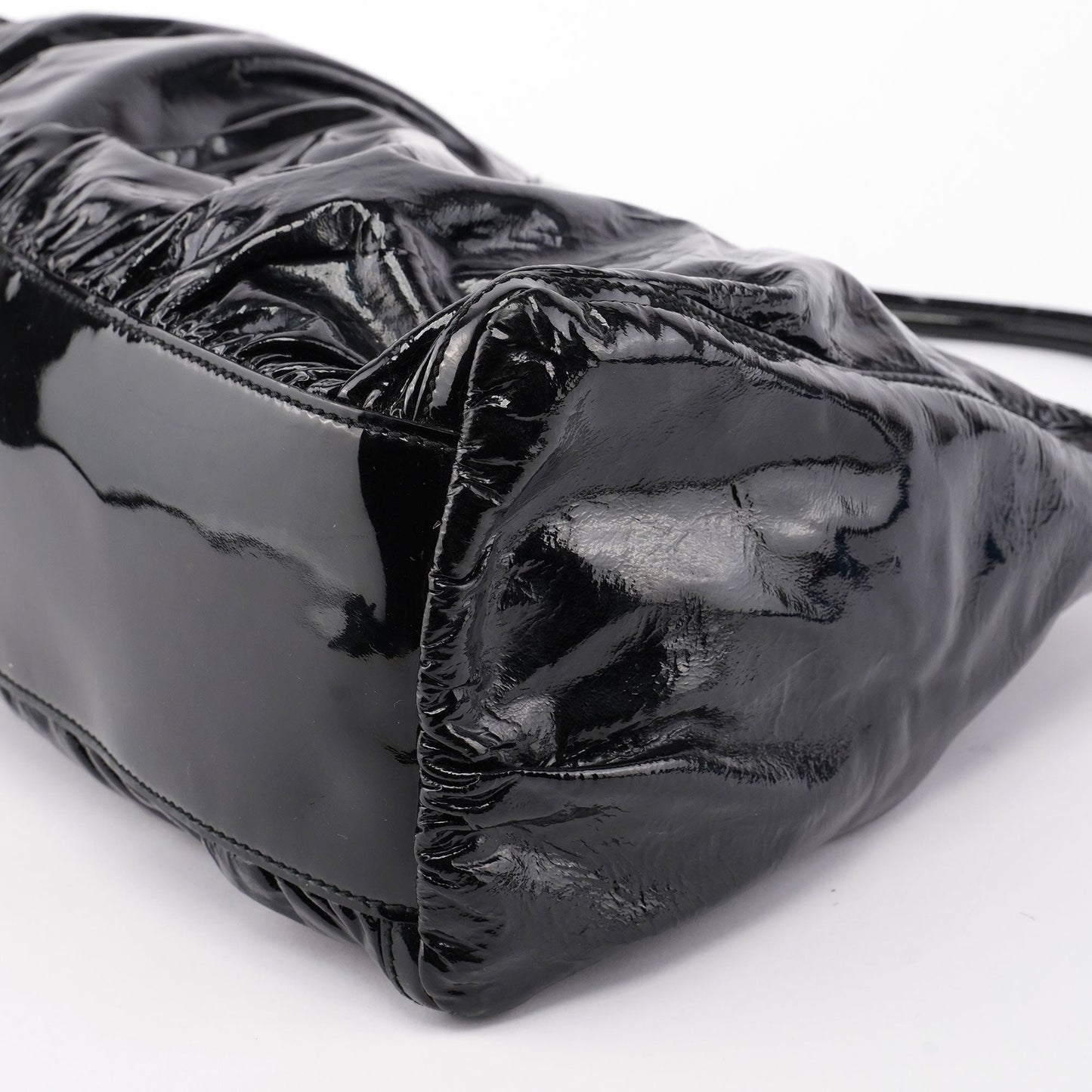 Black Patent Leather D-Ring Shoulder Bag