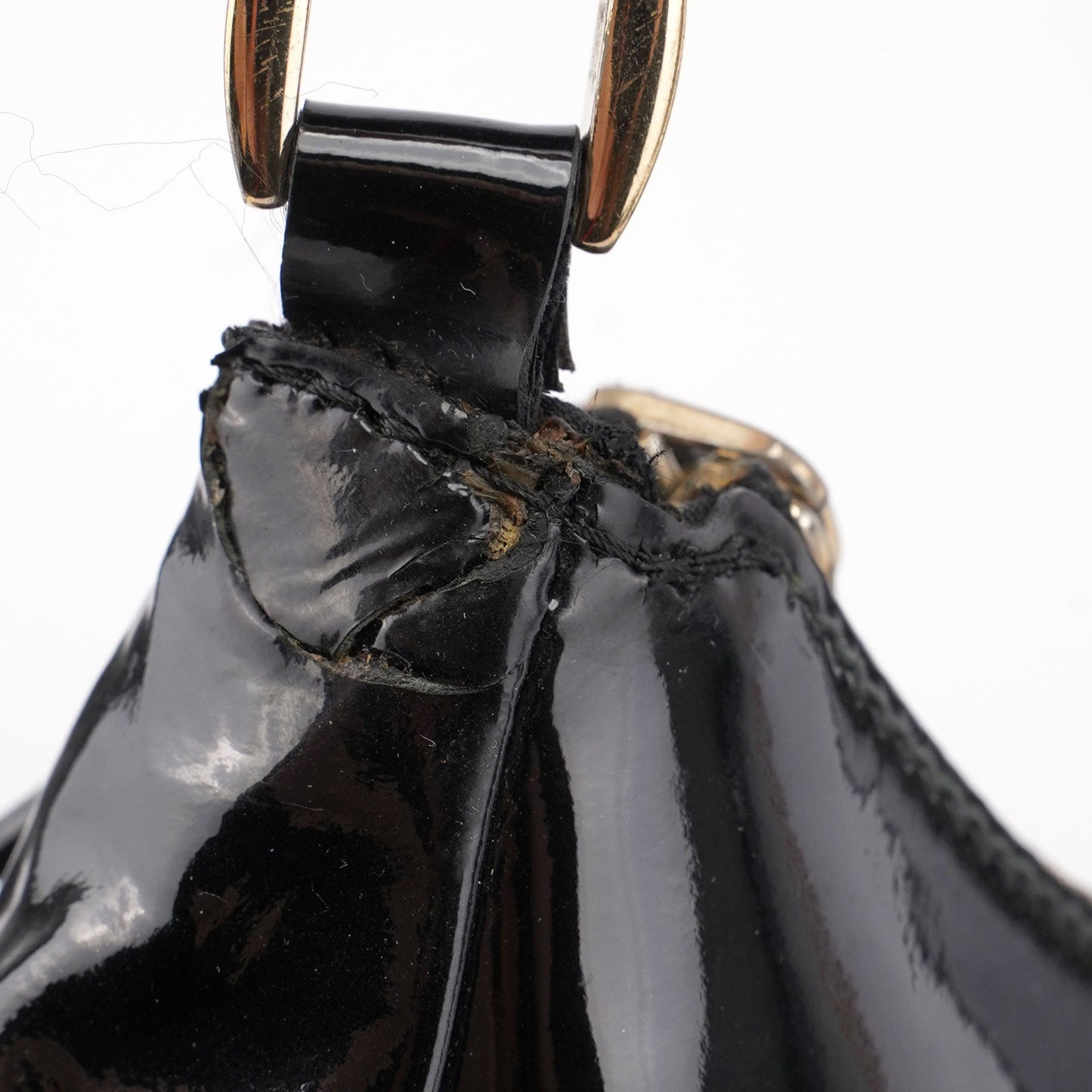 Black Patent Leather D-Ring Shoulder Bag
