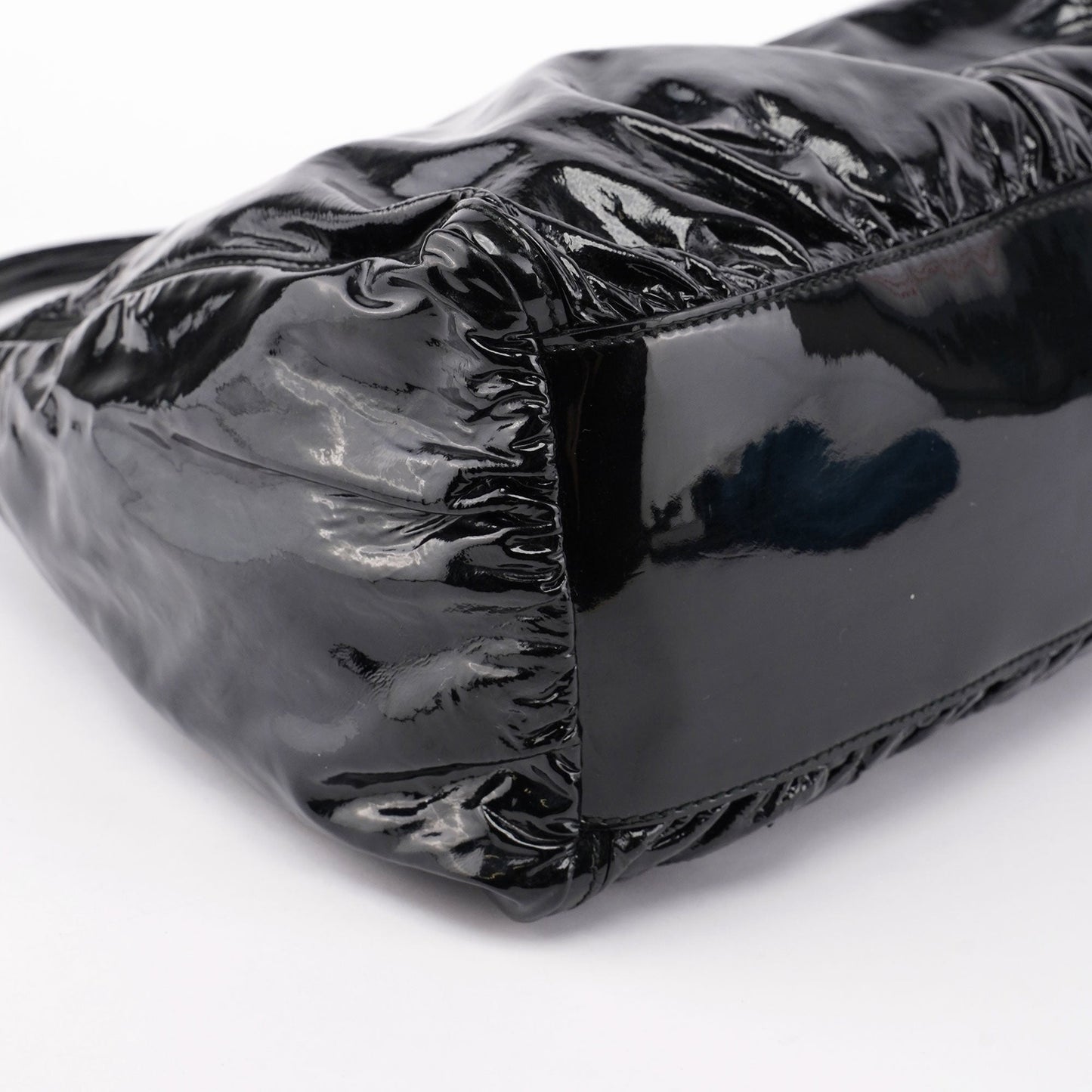 Black Patent Leather D-Ring Shoulder Bag