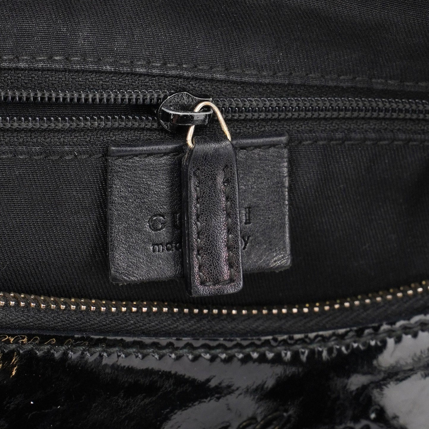Black Patent Leather D-Ring Shoulder Bag
