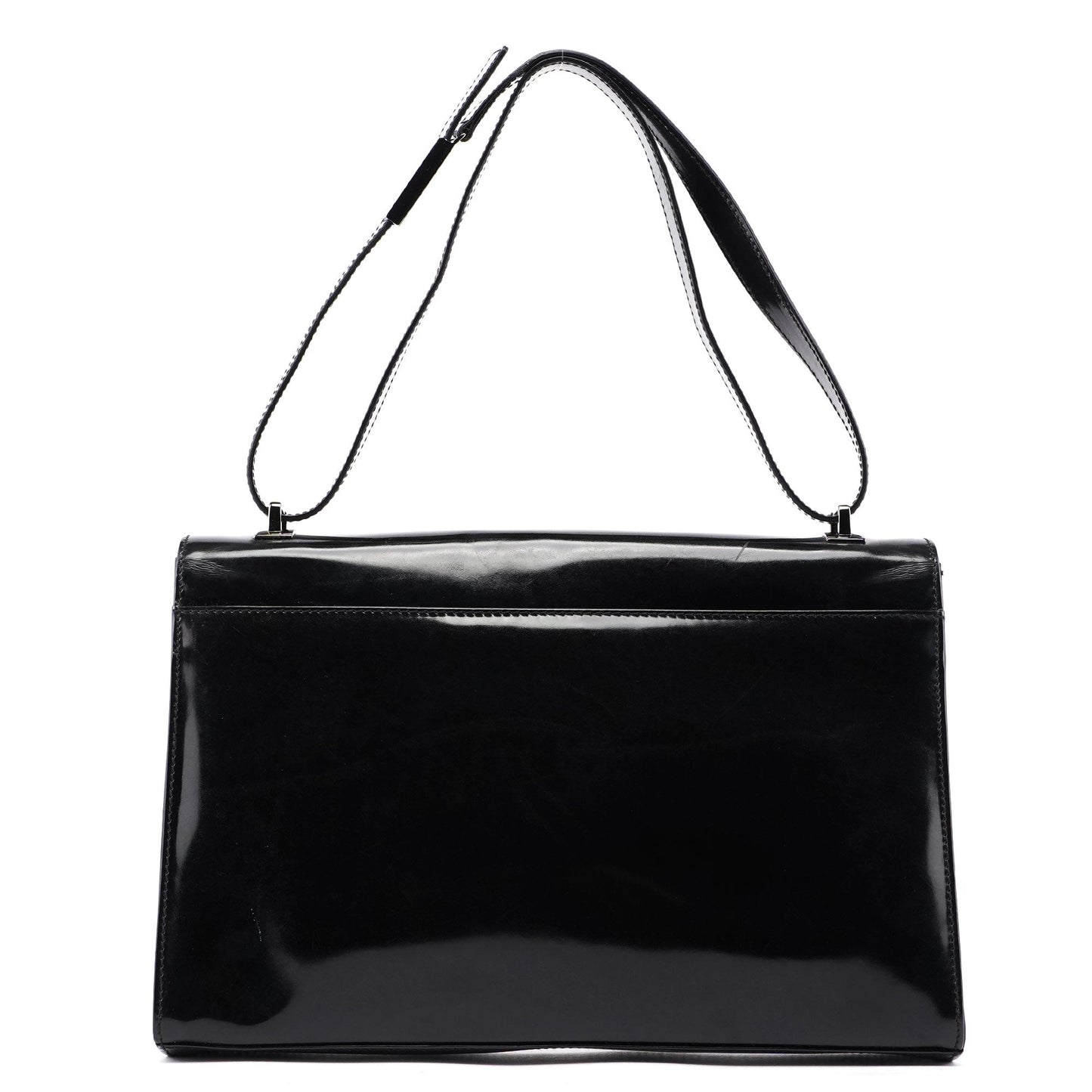 Black Patent Leather Flap Shoulder Bag