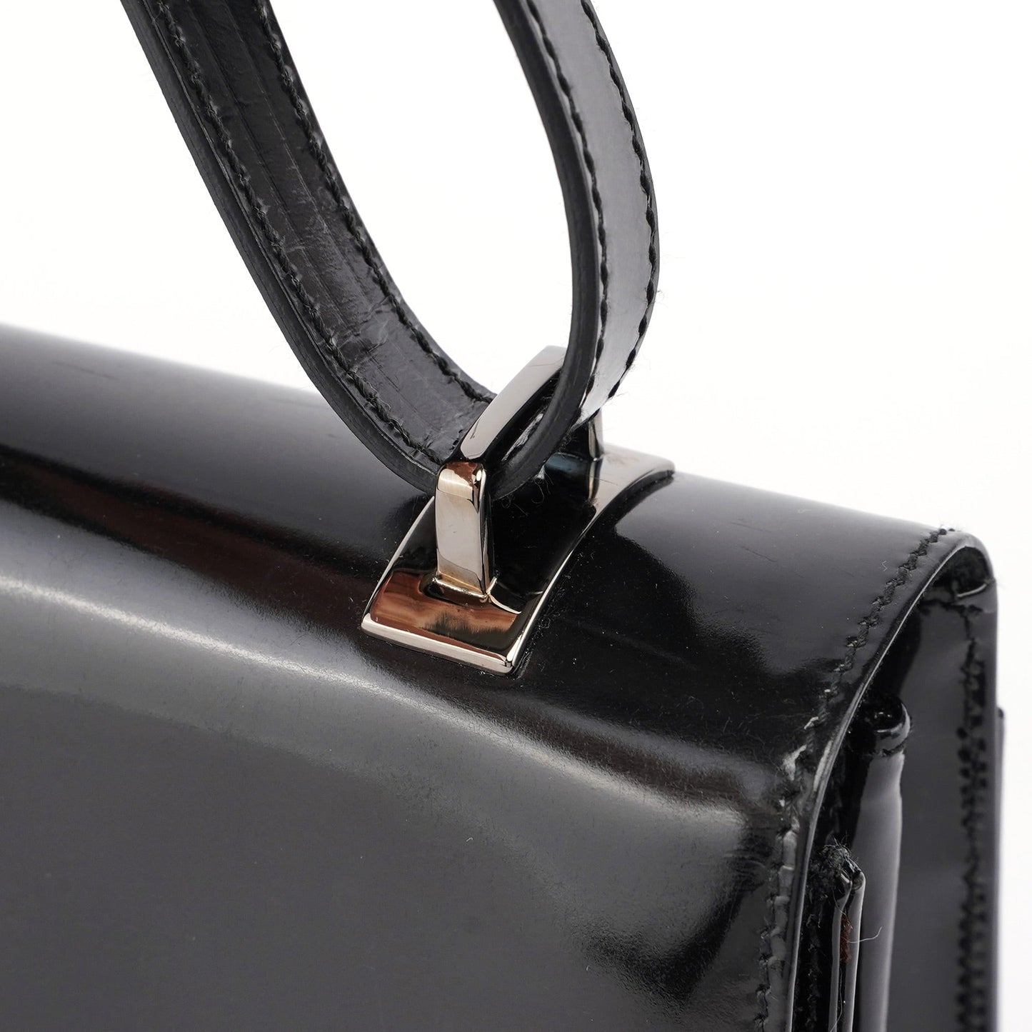 Black Patent Leather Flap Shoulder Bag