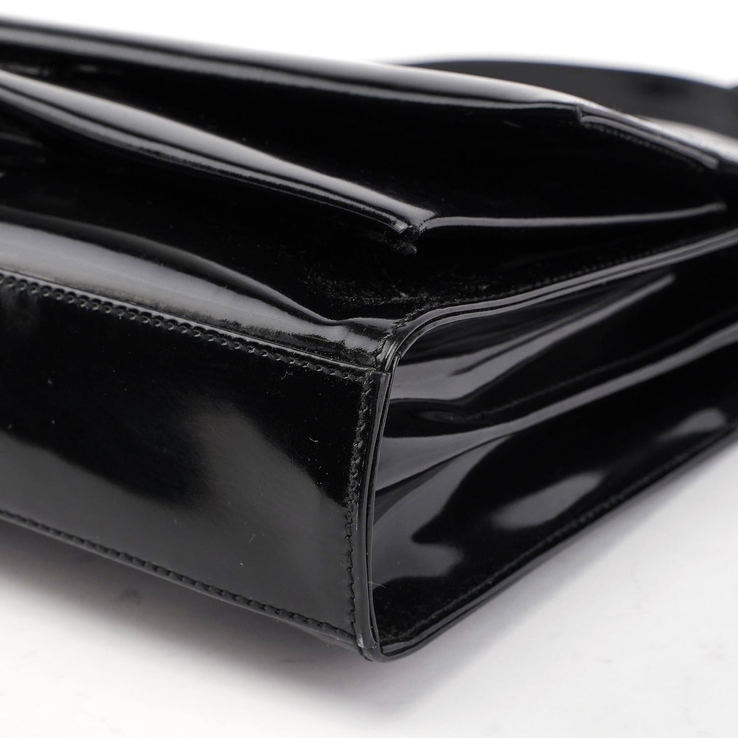 Black Patent Leather Flap Shoulder Bag