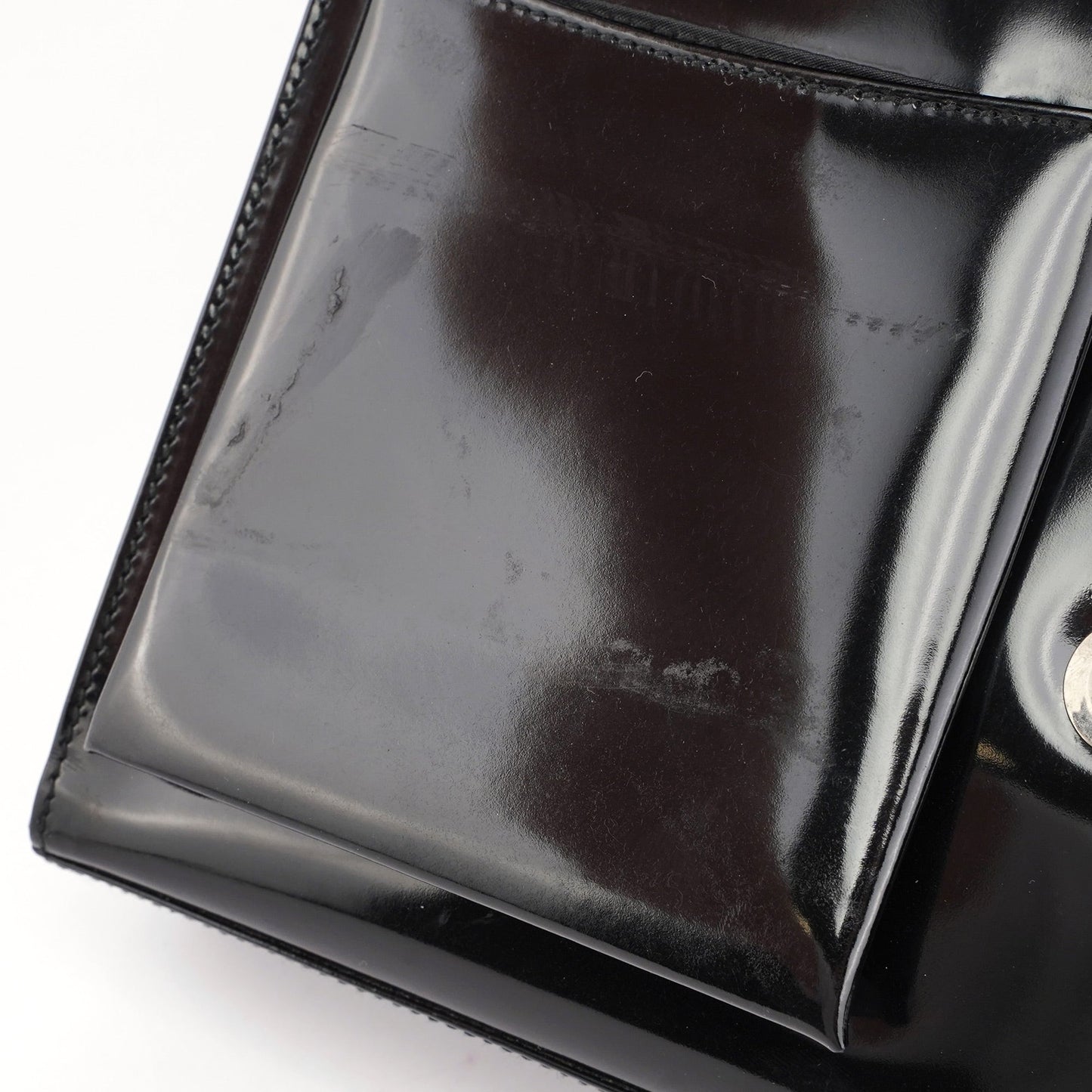 Black Patent Leather Flap Shoulder Bag