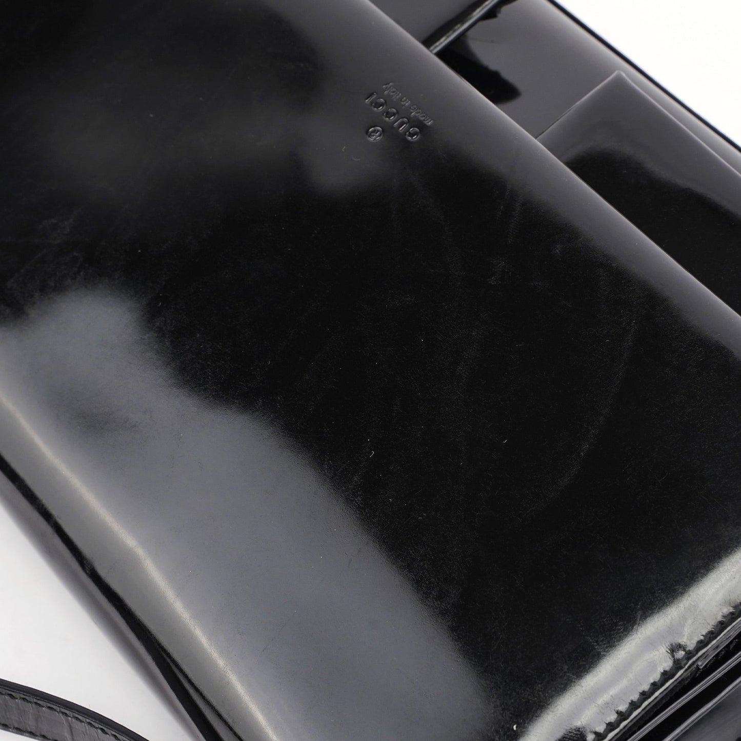 Black Patent Leather Flap Shoulder Bag