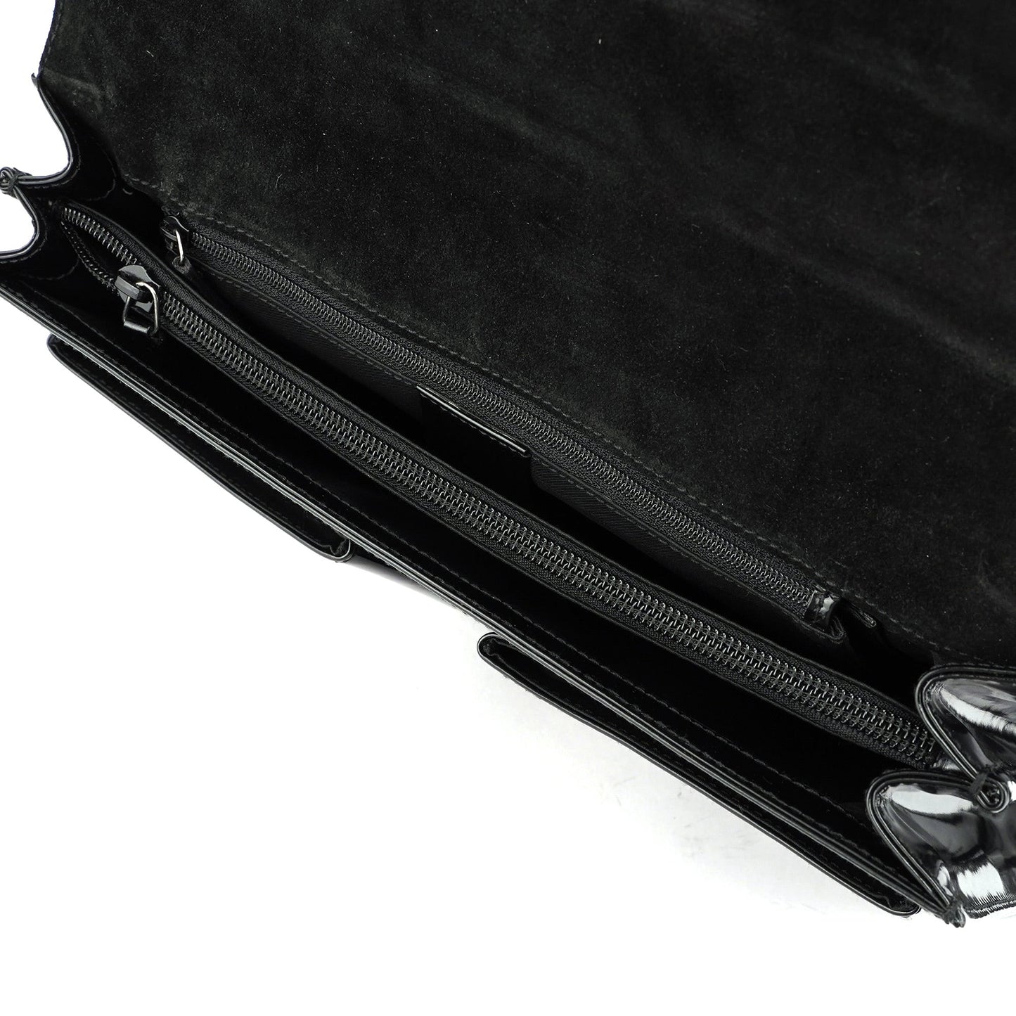 Black Patent Leather Flap Shoulder Bag